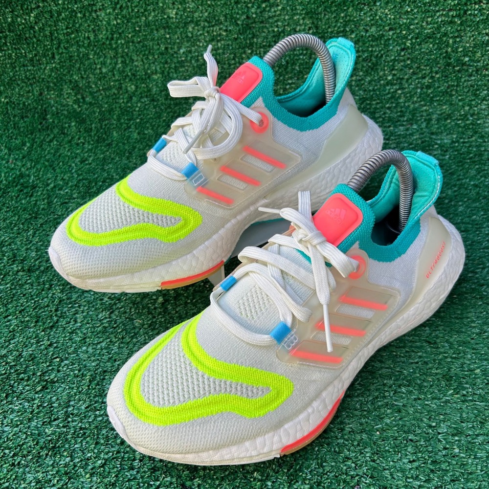 Adidas Ultraboost 22 Women Running Shoes White Turbo Mint GX8015 Multi Color 7.5